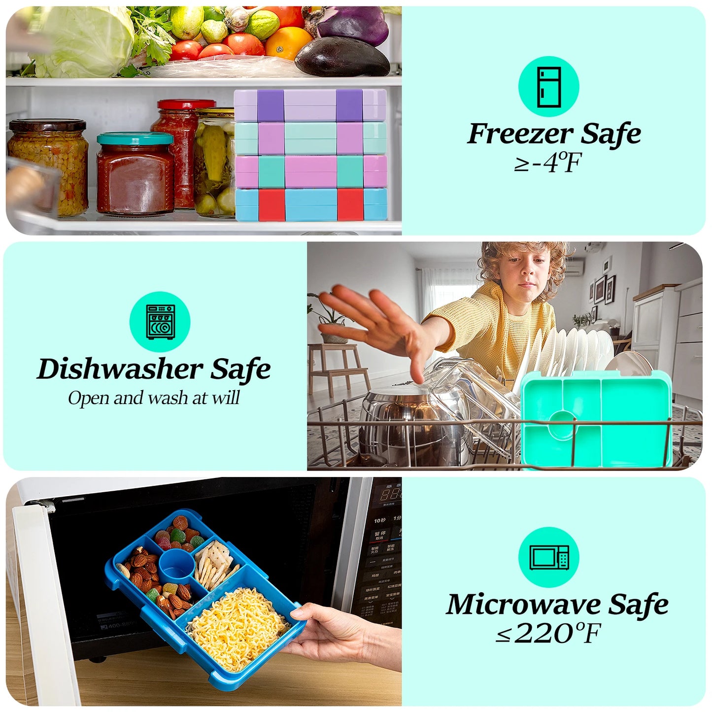Kids Bento Lunch Box – Microwave Safe Leak-Proof Food Container for School, Travel & Snacks