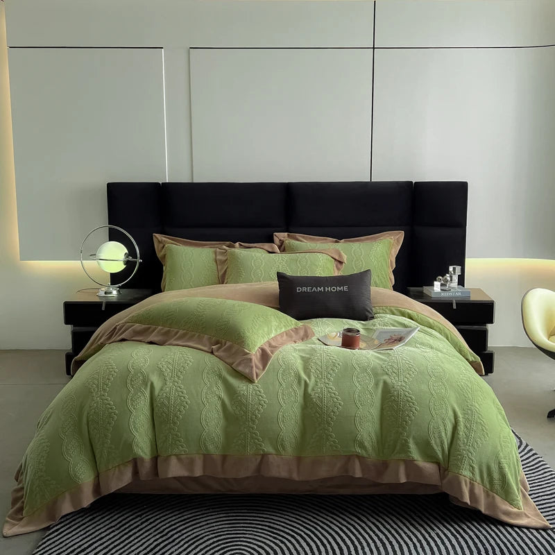 Luxury Carved Velvet Jacquard Duvet Cover Set