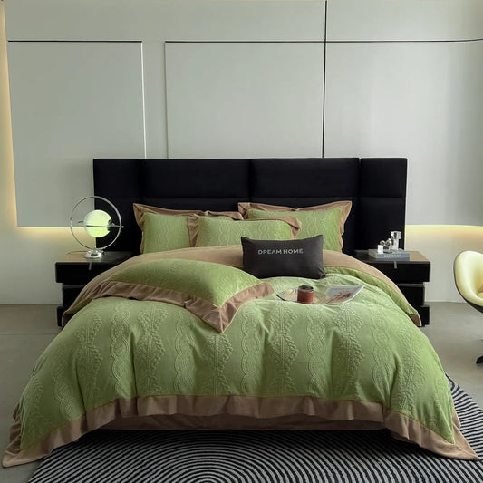 Luxury Carved Velvet Jacquard Duvet Cover Set