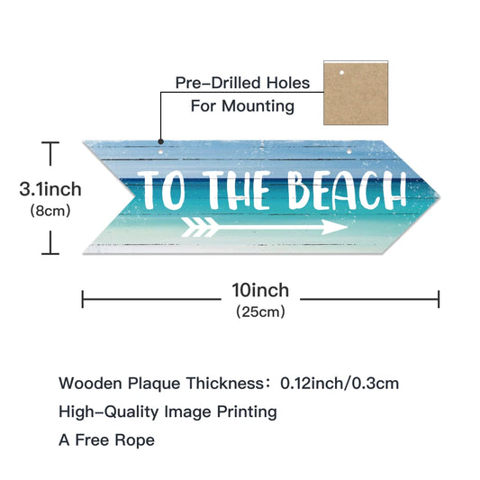 To The Beach Arrow Wooden Wall Sign Decor