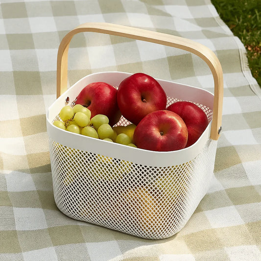 Large Capacity Plastic Storage Basket with Handle