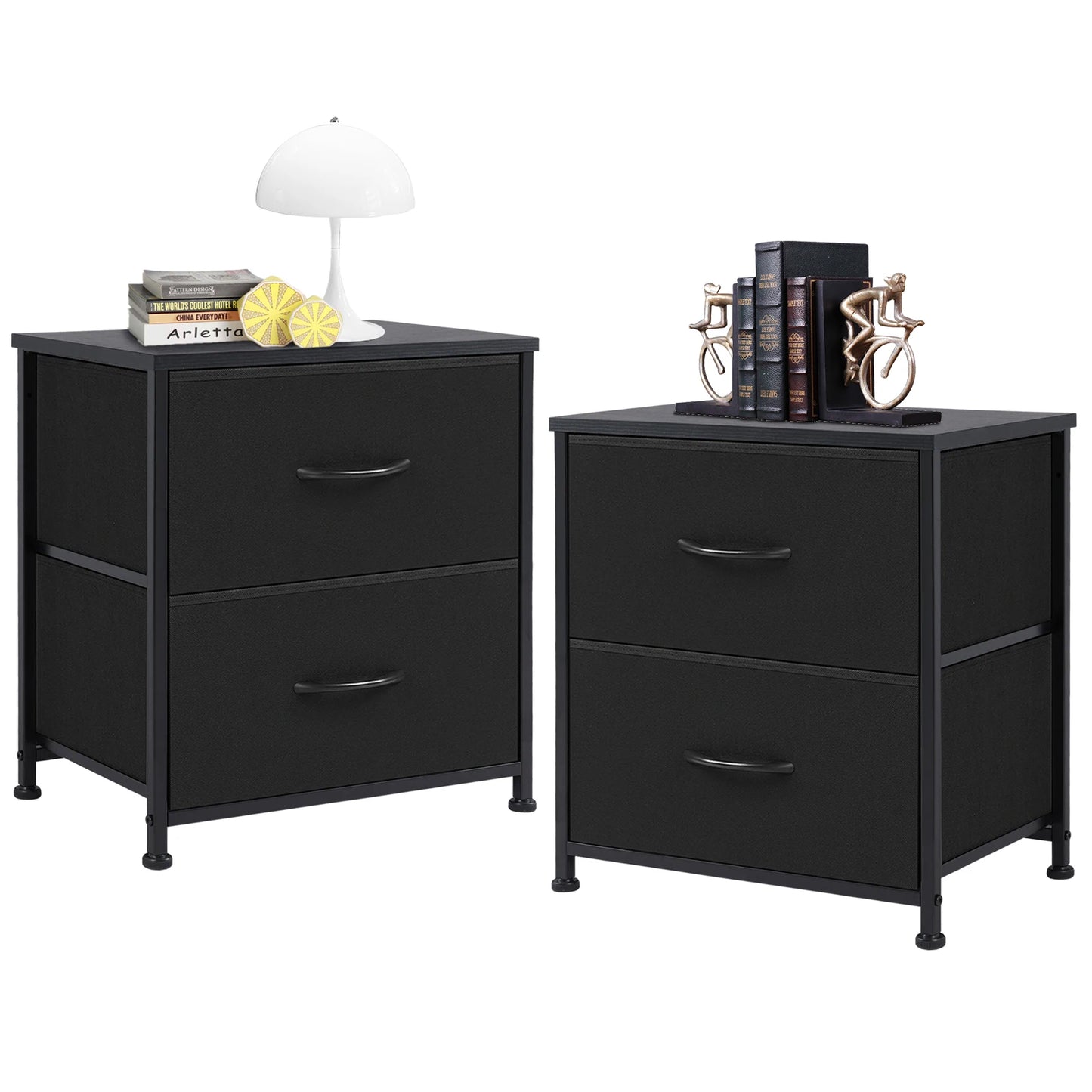 Set of 2 Fabric Drawer Nightstands