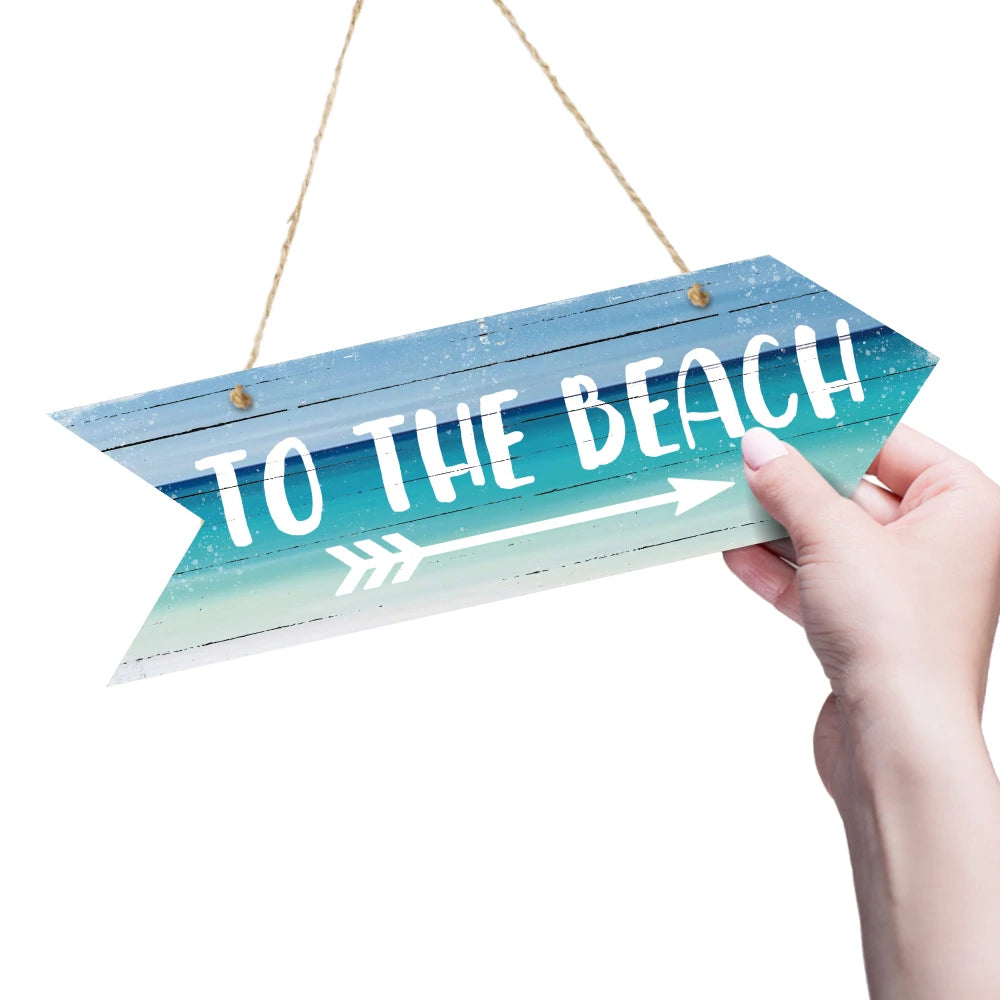 To The Beach Arrow Wooden Wall Sign Decor