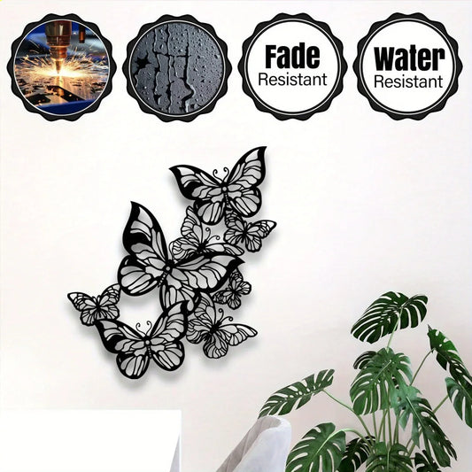 Black & White Butterfly Metal Wall Art Decor
