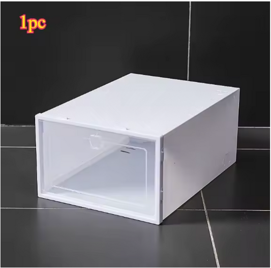 Foldable Transparent Shoe Storage Organizer, Stackable Shoe Box for Wardrobe & Entryway, Minimalist Home Storage