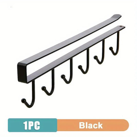 Stainless Steel Under Shelf Mug Holder with 6 Hooks