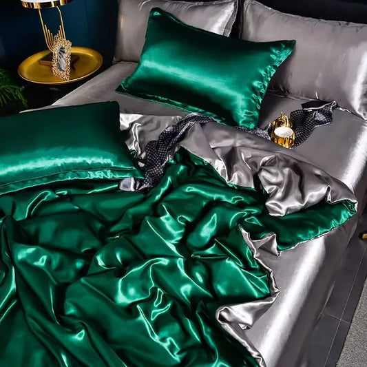 Double-Sided Silky Satin Duvet Cover Set