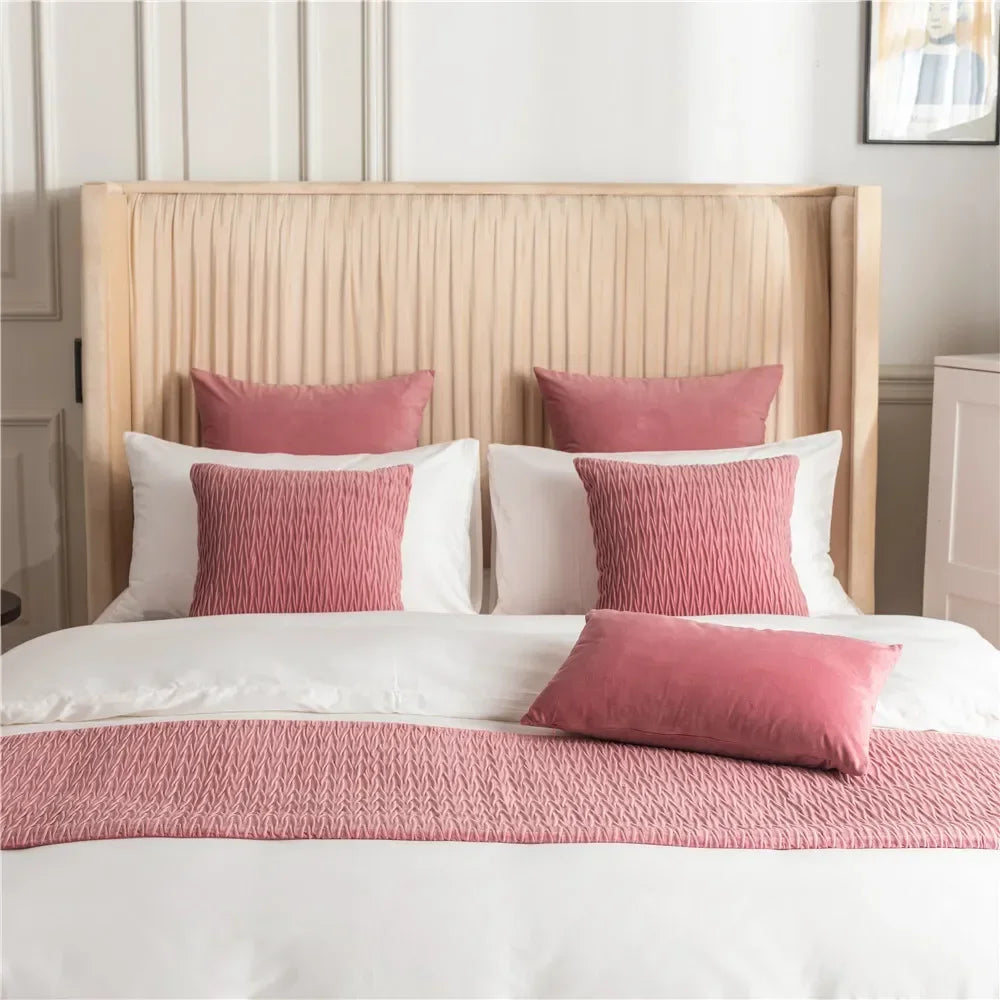 Luxury Velvet Geometric Bed Runner