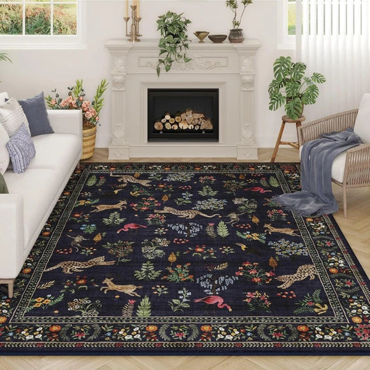 Blue Cat Print Non-Slip Rug