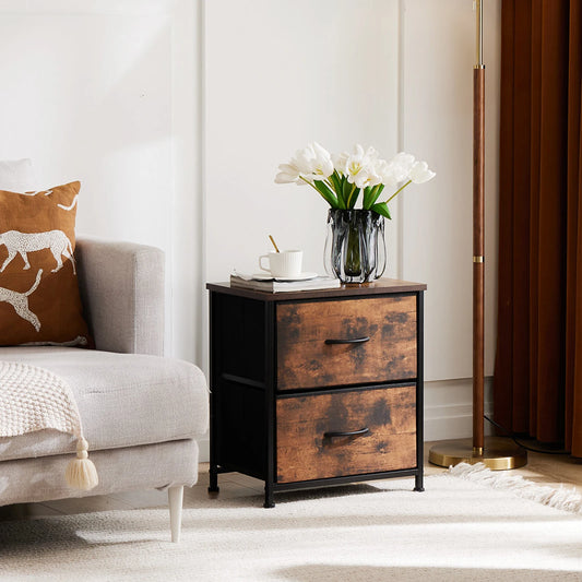Set of 2 Fabric Drawer Nightstands