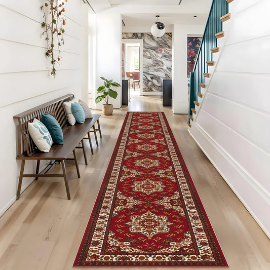 Vintage Red Bohemian Runner Rug