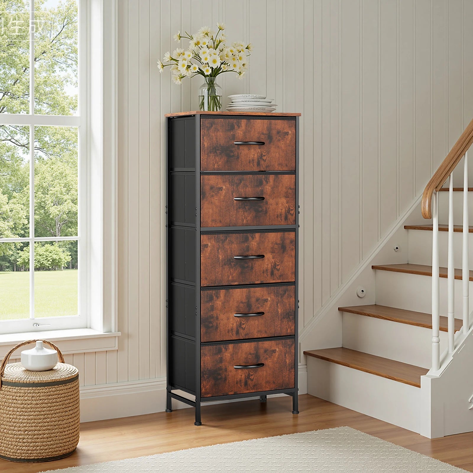 5-Drawer Fabric Dresser & Nightstand