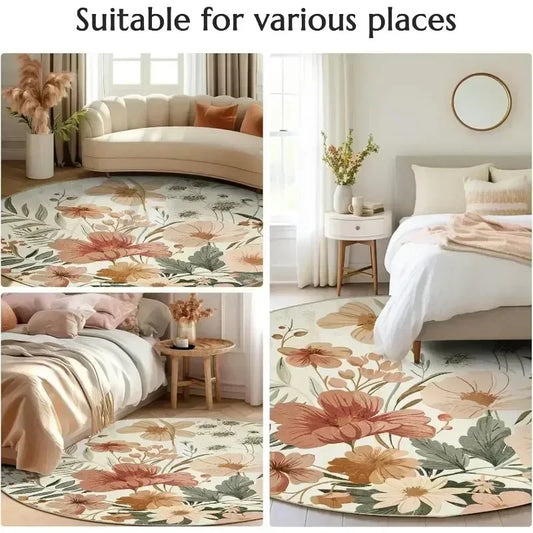 Modern Round Non-Slip Rug for Bedroom