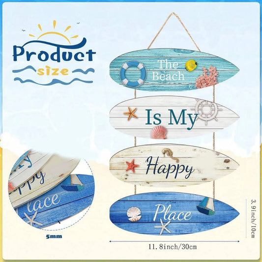 Vintage Beach Welcome Wooden Hanging Sign