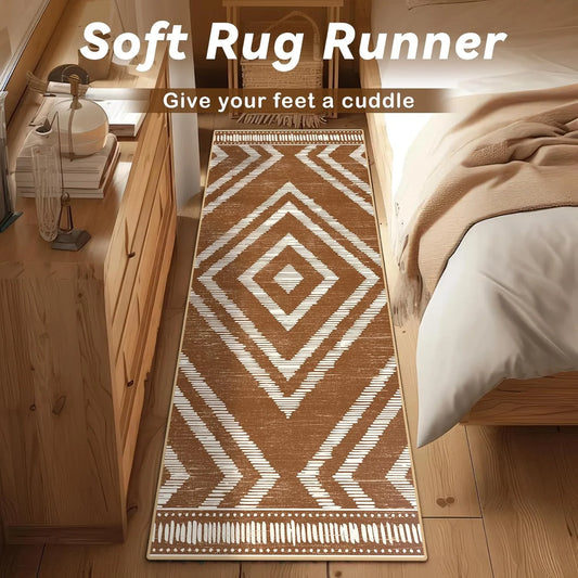 Vintage Green & Brown Runner Rug