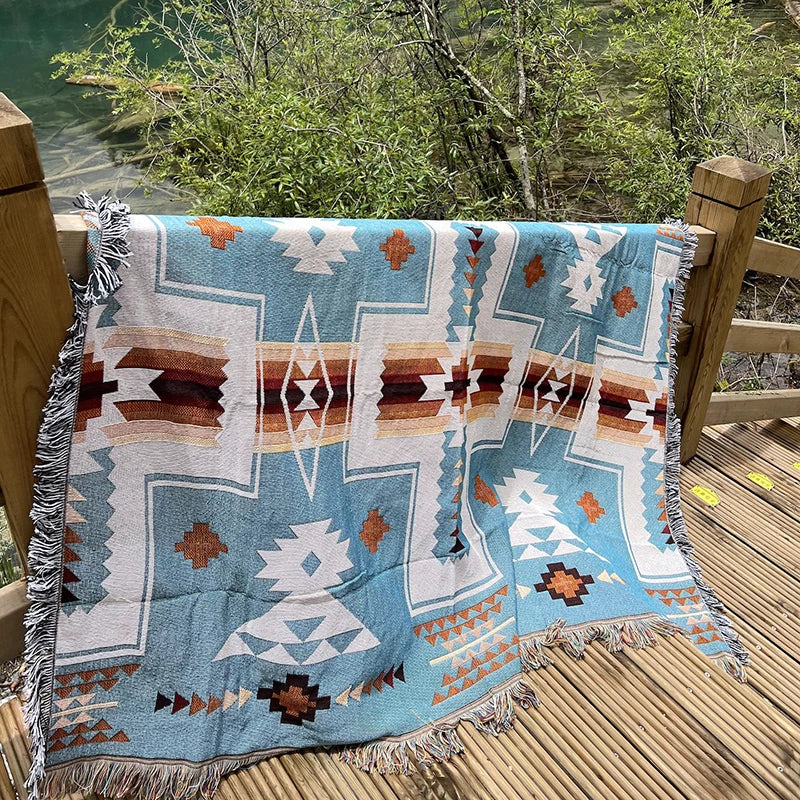 Knit Throw Blanket with Tassels