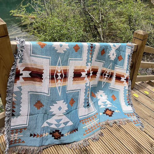 Knit Throw Blanket with Tassels