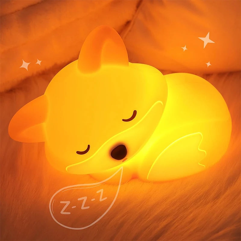 Cute Fox Silicone Night Light Lamp