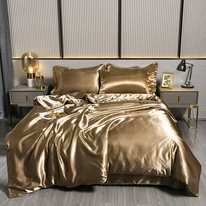 Double-Sided Silky Satin Duvet Cover Set