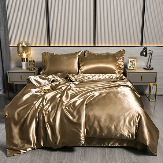Double-Sided Silky Satin Duvet Cover Set