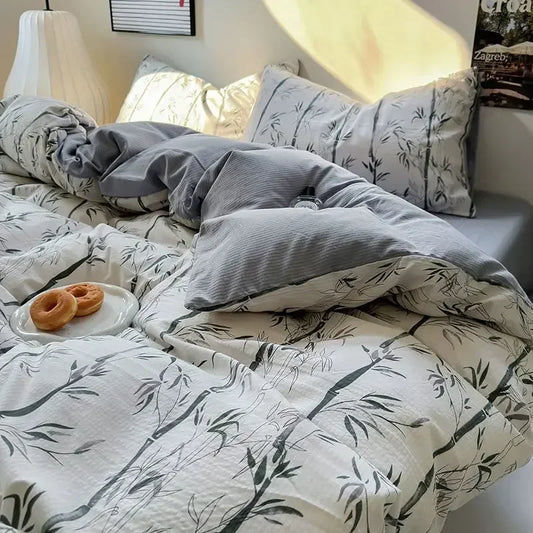 Floral Washed Duvet Cover Bedding Set