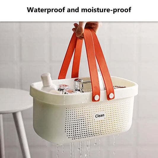 Large Capacity Plastic Storage Basket with Handle