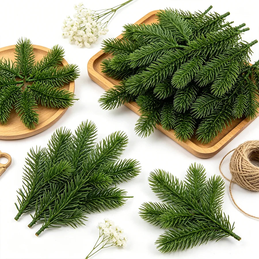 Artificial Pine Branches Greenery Decor Stems