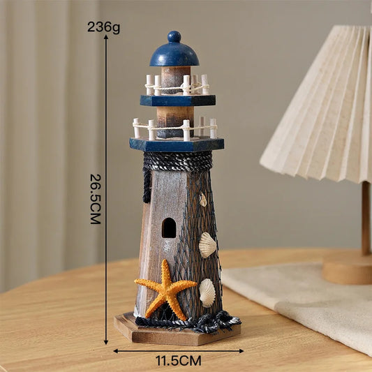 Mediterranean Wooden Lighthouse Decor