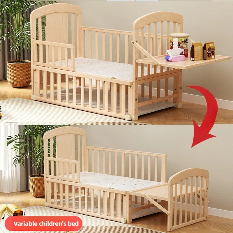 Solid Wood Baby Crib with Rocking Function