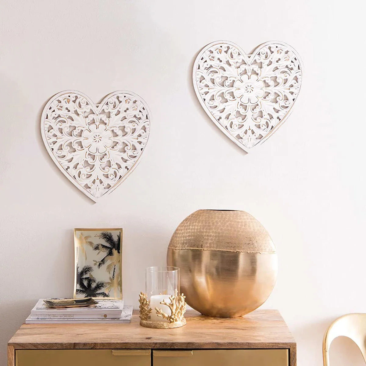 Hollow Carved Wooden Floral Wall Panel Décor