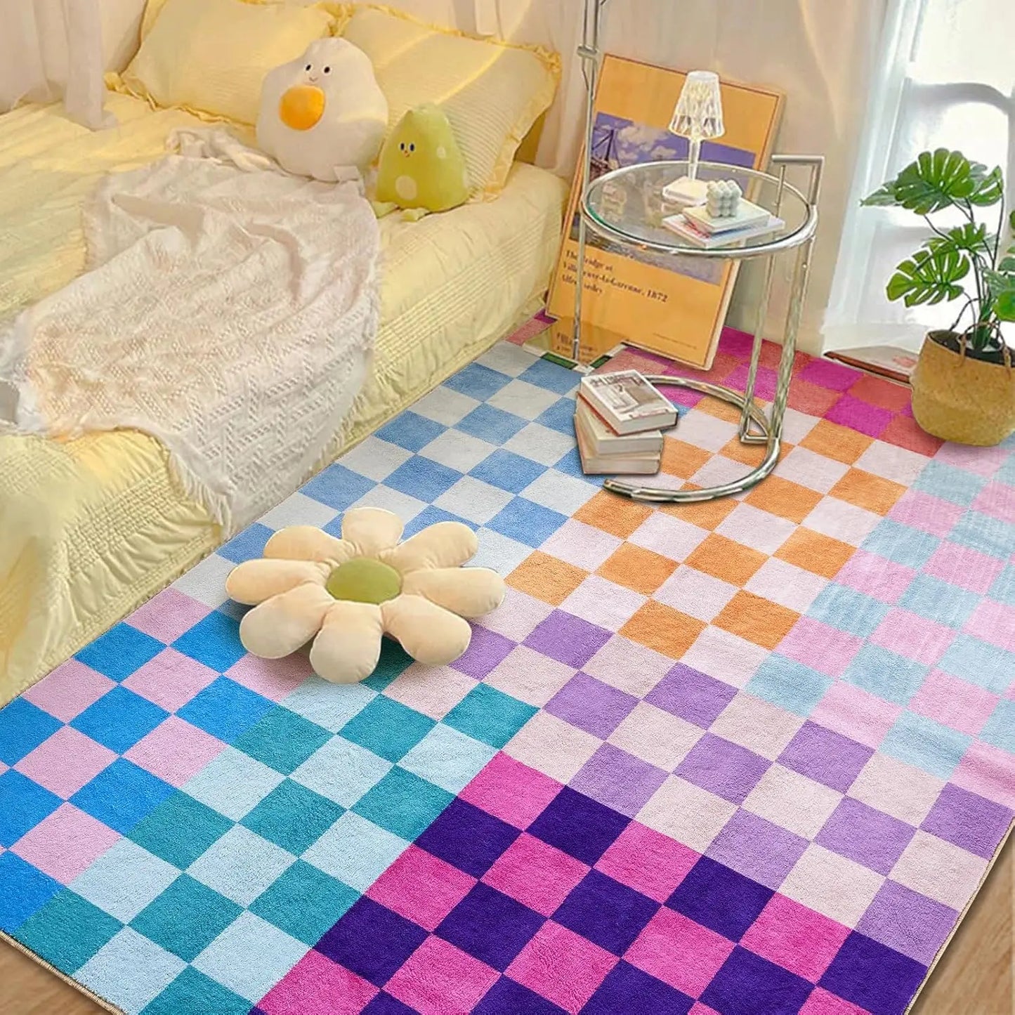 Multicolored Checkerboard Area Rug