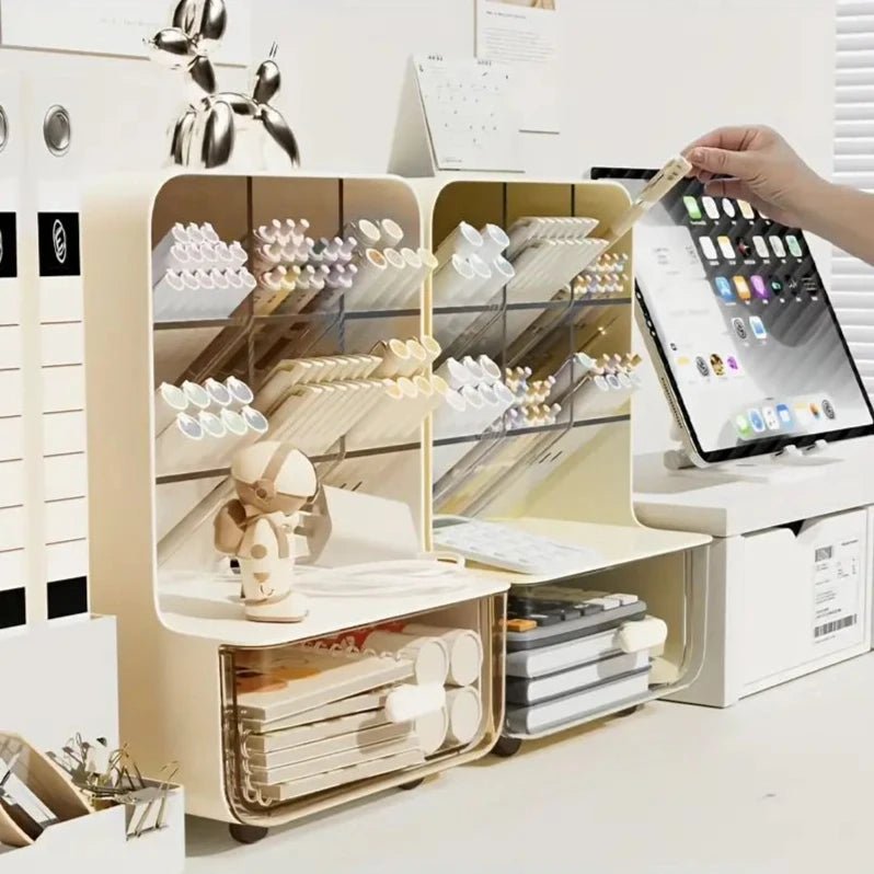 Multi-Layer Desk Organizer Large Capacity Pencil Holder Storage Box