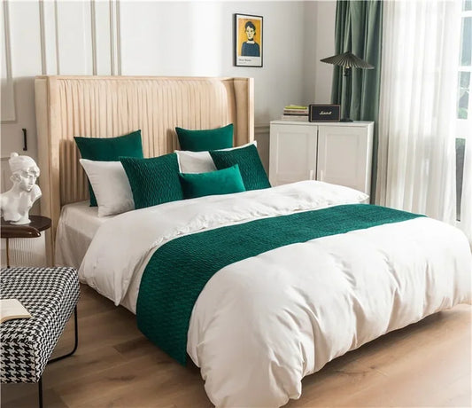 Luxury Velvet Geometric Bed Runner
