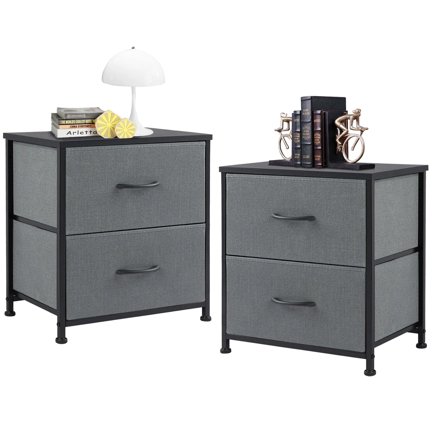 Set of 2 Fabric Drawer Nightstands