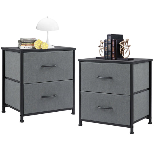 Set of 2 Fabric Drawer Nightstands