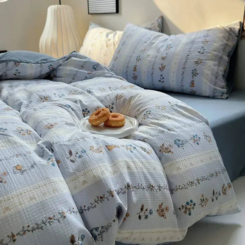 Floral Washed Duvet Cover Bedding Set