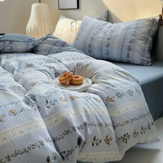 Floral Washed Duvet Cover Bedding Set