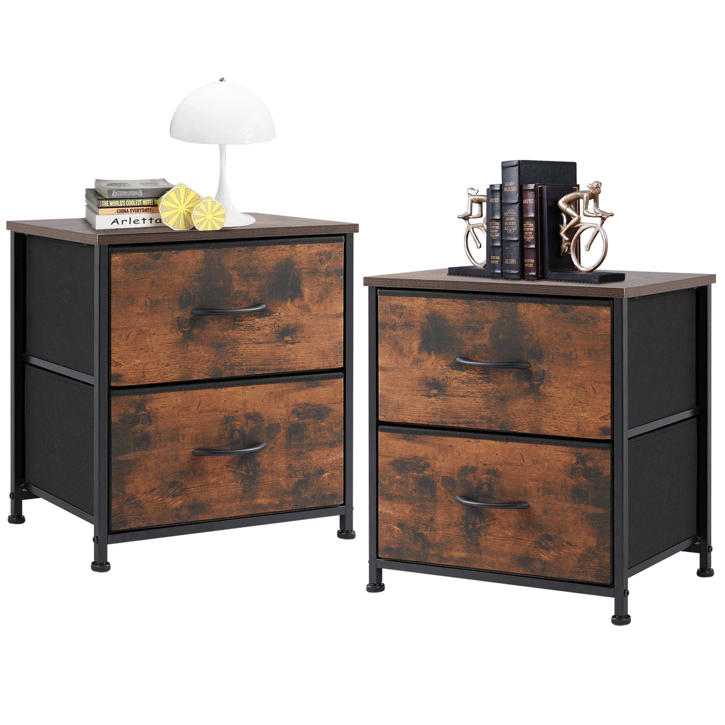 Set of 2 Fabric Drawer Nightstands