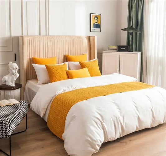 Luxury Velvet Geometric Bed Runner