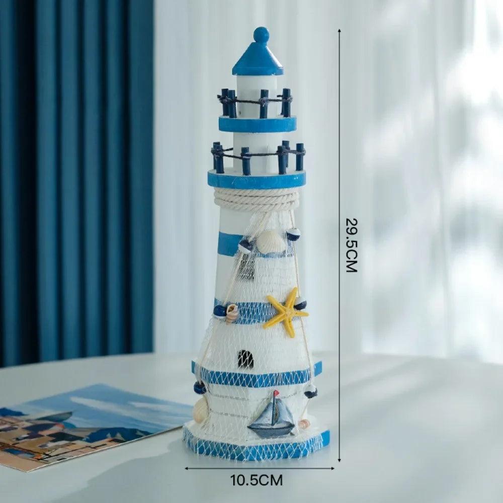 Mediterranean Wooden Lighthouse Decor