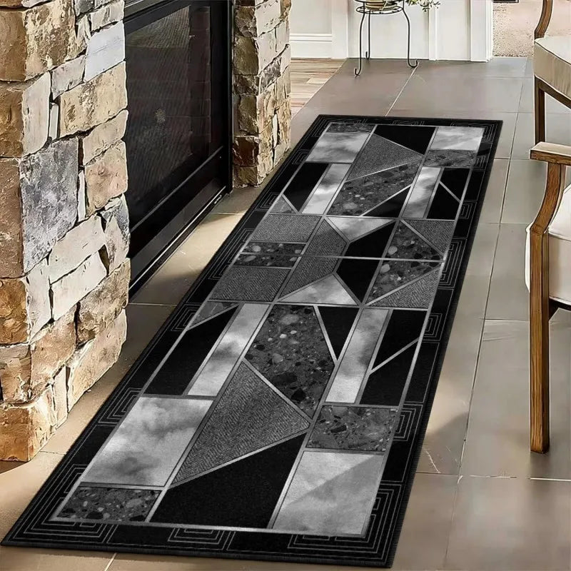 Neoclassical Blue & Gold Runner Rug