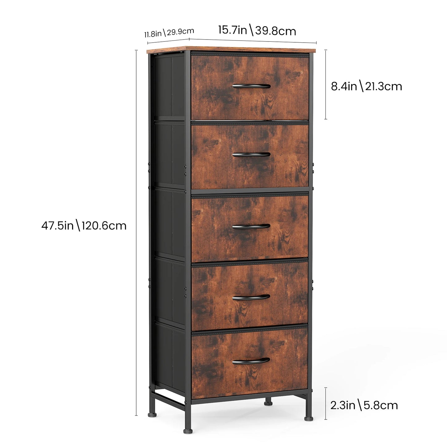 5-Drawer Fabric Dresser & Nightstand