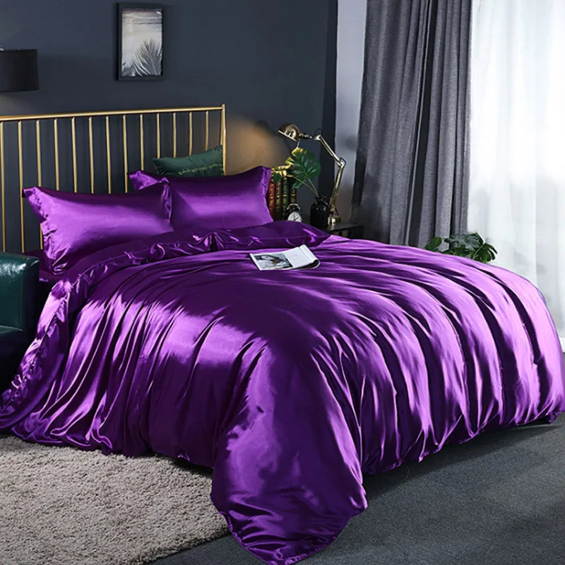 Soft Silky Duvet Cover Set with Zipper & Corner Ties