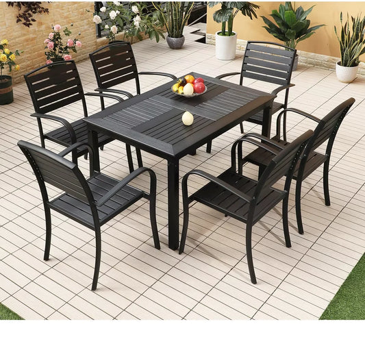 120cm Outdoor Dining Table with Wood-Plastic Top