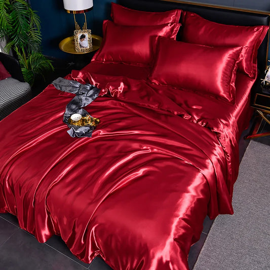Double-Sided Silky Satin Duvet Cover Set
