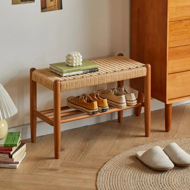 Solid Wood Shoe Bench
