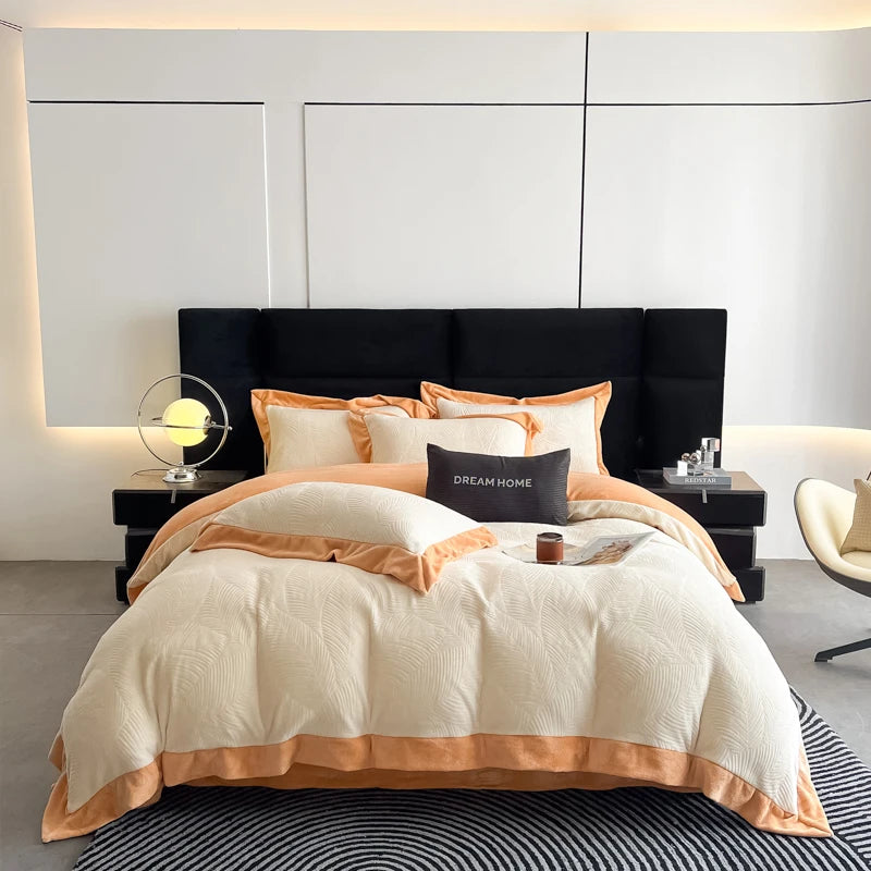 Luxury Carved Velvet Jacquard Duvet Cover Set