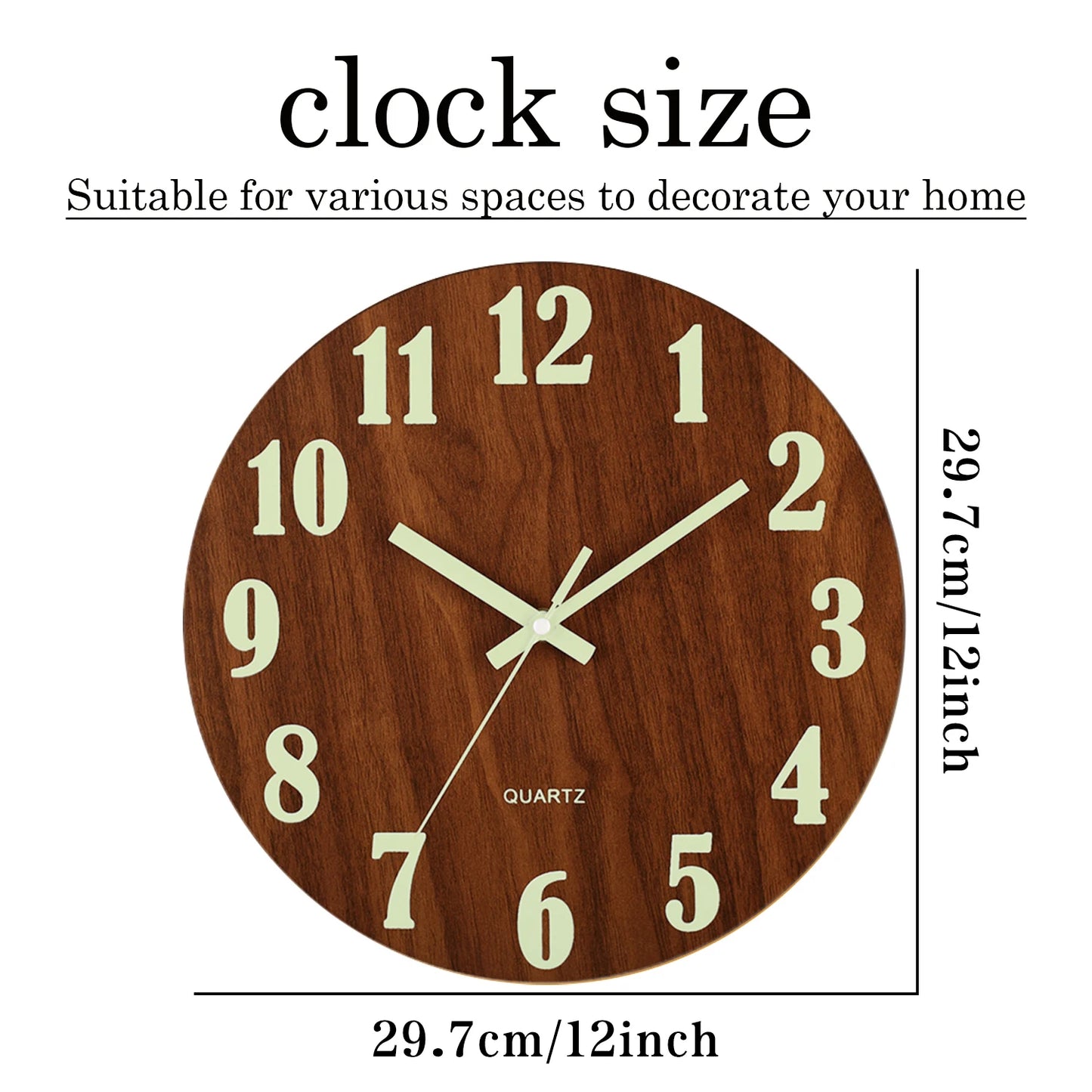 Luminous Silent Wooden Wall Clock