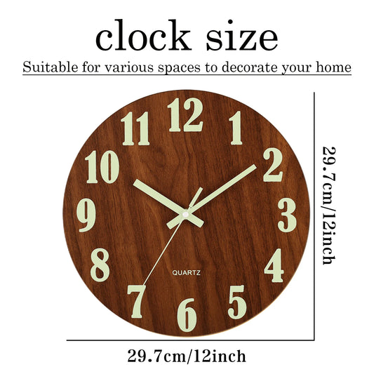 Luminous Silent Wooden Wall Clock