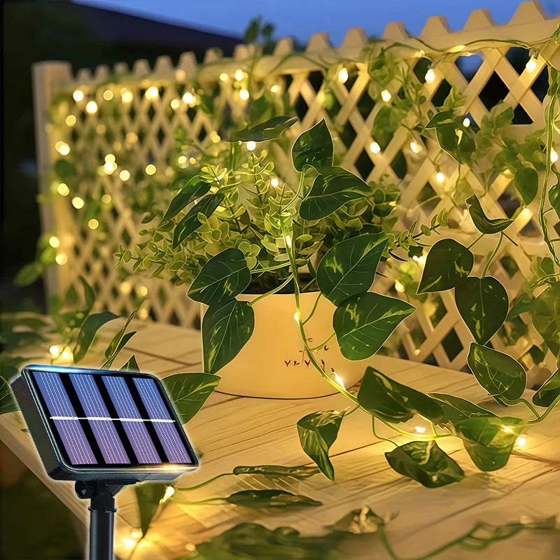 Solar-Powered Ivy Leaf Fairy Lights